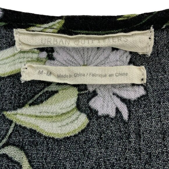 Urban Outfitters Black Floral Button-Front Romper Womens Size Medium Rayon - Picture 3 of 5